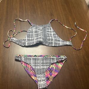 Source Unknown Black and Multicolor Bikini